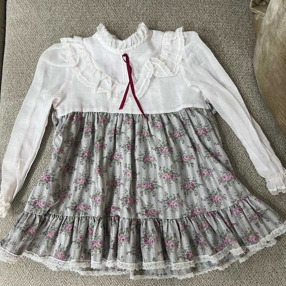 Vintage Cinderella White and Pink Floral Dress rare made in USA